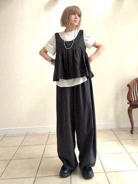 「Spick & Span（スピックアンドスパン）のアイテム（キャミソール、ブラック系）」を使った、amichanさん（レディース・161cm）の夏コーディネート