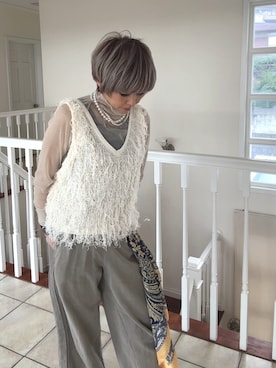 「アイテム（バンダナ/スカーフ）」を使った、amichanさん（レディース・161cm）の秋コーディネート