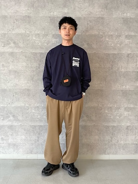 「アイテム（コインケース）」を使った、fukagawaさん（メンズ・170cm）の秋コーディネート