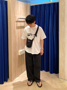 「MEI（メイ）の【MEI/メイ】DAILY POUCH（ショルダーバッグ、ブラック系）」を使った、fukagawaさん（メンズ・170cm）の春コーディネート