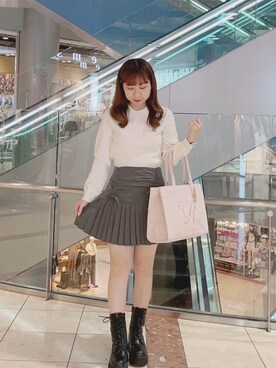 「OLIVE des OLIVE（オリーブデオリーブ）のレースアップショートブーツ（ブーツ）」を使った、chinamiさん（レディース・152cm）の秋コーディネート