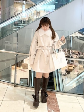 「アイテム（ステンカラーコート）」を使った、chinamiさん（レディース・152cm）の秋コーディネート