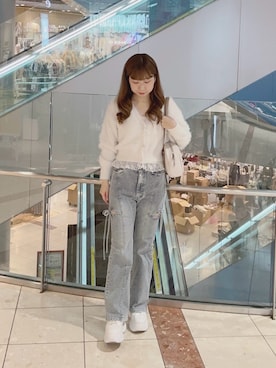 「OLIVE des OLIVE（オリーブデオリーブ）のアイテム（デニムパンツ）」を使った、chinamiさん（レディース・152cm）の秋コーディネート