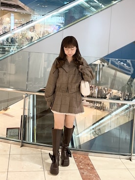 「OLIVE des OLIVE（オリーブデオリーブ）の裾レイヤードプリーツミニスカート（スカート）」を使った、chinamiさん（レディース・152cm）の秋コーディネート