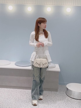 「OLIVE des OLIVE（オリーブデオリーブ）のアイテム（デニムパンツ）」を使った、chinamiさん（レディース・152cm）の夏コーディネート