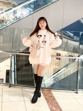 「Disney（ディズニー）のアイテム」を使った、chinamiさん（レディース・152cm）の冬コーディネート