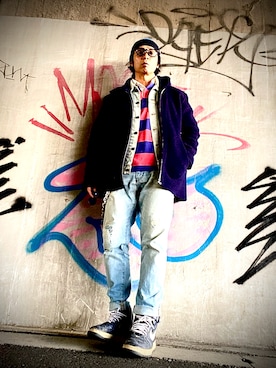 「アイテム（キャスケット）」を使った、Anthony.Tさん（メンズ・172cm）の冬コーディネート