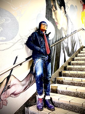 「アイテム（デニムジャケット）」を使った、Anthony.Tさん（メンズ・172cm）の秋コーディネート