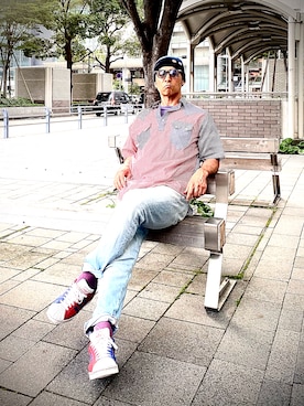 「アイテム（帽子）」を使った、Anthony.Tさん（メンズ・172cm）の夏コーディネート