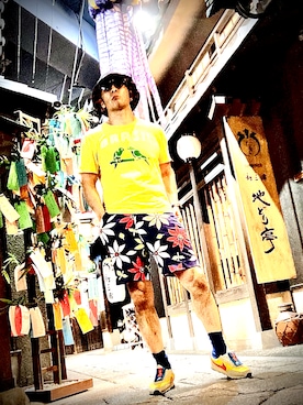 「BLUE BLUE（ブルーブルー）のアイテム（帽子）」を使った、Anthony.Tさん（メンズ・172cm）の夏コーディネート