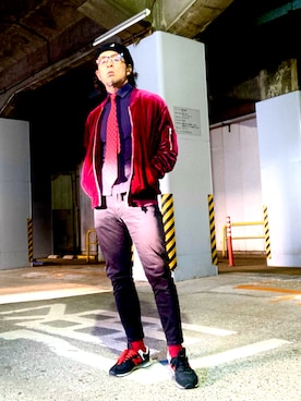 「スキニー」｜「アイテム（MA-1）」を使った、Anthony.Tさん（メンズ・172cm）の秋コーディネート