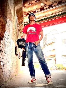 「アイテム（デニムジャケット）」を使った、Anthony.Tさん（メンズ・172cm）の秋コーディネート