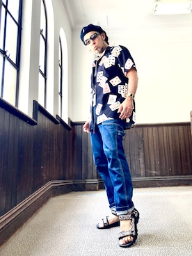 「RAGEBLUE（レイジブルー）のアイテム（サンダル）」を使った、Anthony.Tさん（メンズ・172cm）の夏コーディネート