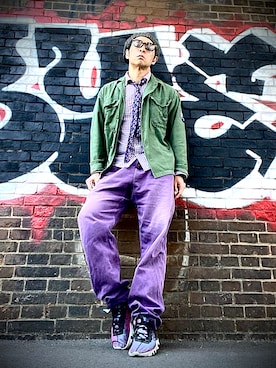 「古着のアイテム（シャツ/ブラウス、その他）」を使った、Anthony.Tさん（メンズ・172cm）の春コーディネート