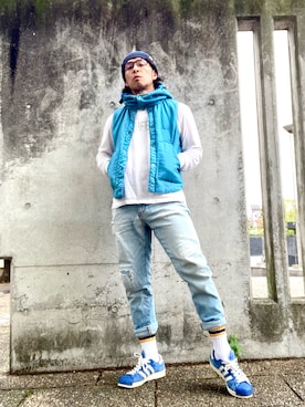 「BLUE BLUE（ブルーブルー）のアイテム（帽子）」を使った、Anthony.Tさん（メンズ・172cm）の秋コーディネート