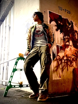 「アイテム（スカジャン）」を使った、Anthony.Tさん（メンズ・172cm）の秋コーディネート