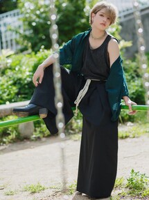 clel 袴パンツ＆縄紐ベルト ブラック　Mサイズ CLEL】TR Loose HAKAMA Pants & Rope Belt/TRルーズ 袴パンツ