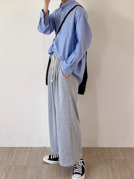 「アイテム（スウェットパンツ）」を使った、なつさん（メンズ・177cm）の夏コーディネート