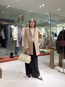 「アイテム（ノーカラーコート）」を使った、namikiさん（レディース・165cm）の秋コーディネート