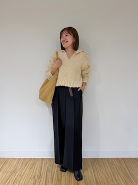 「アイテム（スラックス）」を使った、namikiさん（レディース・165cm）の秋コーディネート