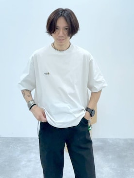 「BAYFLOW（ベイフロー）の[レイヤードに最適] ワッフルラウンドタンクトップ（Tシャツ/カットソー、ホワイト系）」を使った、shinoさん（メンズ・172cm）の春コーディネート