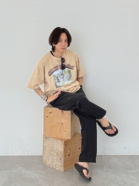 「BAYFLOW（ベイフロー）の[レイヤードに最適] ワッフルラウンドタンクトップ（Tシャツ/カットソー）」を使った、shinossyさん（メンズ・172cm・40代）の夏コーディネート