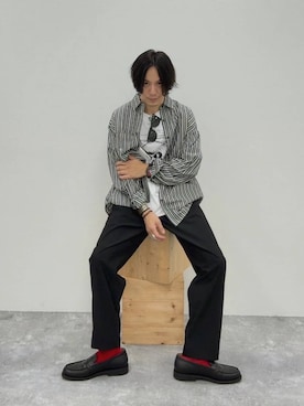 「アイテム（スラックス）」を使った、shinossyさん（メンズ・172cm・40代）の秋コーディネート