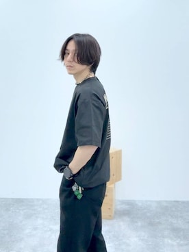 「BAYFLOW（ベイフロー）の[レイヤードに最適] ワッフルラウンドタンクトップ（Tシャツ/カットソー、ホワイト系）」を使った、shinoさん（メンズ・172cm）の春コーディネート