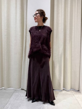 「アイテム（ベスト、レッド系）」を使った、babylonezonoさん（レディース・153cm）の秋コーディネート