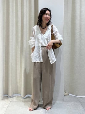 「CHRISTIAN VILLA（クリスチャンヴィラ）の【CHRISTIAN VILLA】Triangle BAG（ハンドバッグ、ブラウン系）」を使った、babylonezonoさん（レディース）の春コーディネート