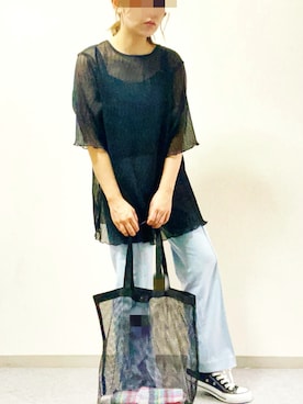 「アイテム（その他ヘアアクセサリー、ホワイト系）」を使った、𝕦𝕖𝕞𝕦☺︎さん（レディース・156cm）の夏コーディネート