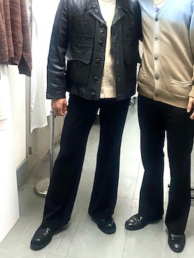 「大学生」｜「アイテム（ライダースジャケット）」を使った、しょたきちさん（メンズ・170cm）の秋コーディネート