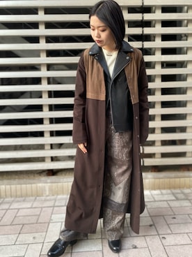 「秋」｜「アイテム（ライダースジャケット）」を使った、Natsumiさん（レディース・155cm）の秋コーディネート
