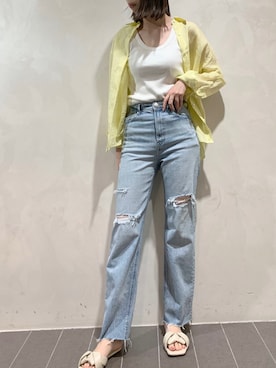 「イエローシャツ」｜MANAさん（レディース・170cm）の春コーディネート