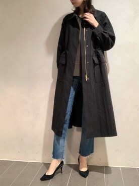 「フレアデニム」｜「アイテム（モッズコート）」を使った、MANAさん（レディース・170cm）の秋コーディネート