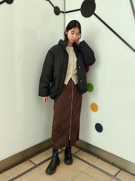 「アイテム（スカート）」を使った、MANAさん（レディース・170cm）の冬コーディネート