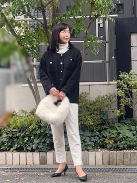 「リエディ(Re:EDIT)」｜「アイテム（ノーカラージャケット）」を使った、masayonakanoさん（レディース・165cm）の冬コーディネート