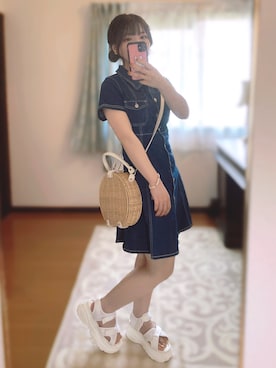 「TITTY&CO.（ティティーアンドコー）のアイテム」を使った、sakusakuさん（レディース・149cm）の夏コーディネート