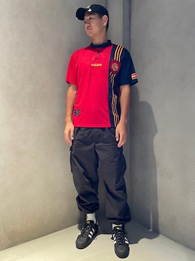 「サッカー」｜「アイテム（帽子）」を使った、HYさん（メンズ・182cm）の秋コーディネート
