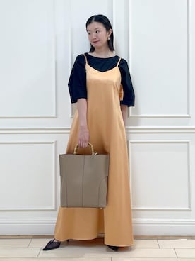 「アイテム（ワンピース/ドレス、オレンジ系）」を使った、YUUMIさん（レディース・157cm）の夏コーディネート