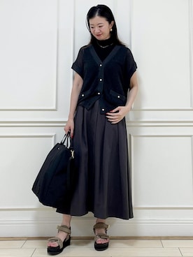 「Vネック」｜YUUMIさん（レディース・157cm）の夏コーディネート