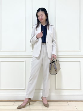 「アイテム（ノーカラージャケット）」を使った、YUUMIさん（レディース・157cm・30代）の冬コーディネート