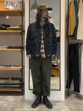 「アメカジコーデ」｜「アイテム（帽子）」を使った、細川コウジ-U.Sボーダー　さん（メンズ・170cm）の春コーディネート