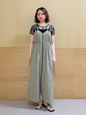 「RAGEBLUE（レイジブルー）のガーターレースT（Tシャツ/カットソー、ブラック系）」を使った、mirukikukaguさん（レディース・154cm）の夏コーディネート