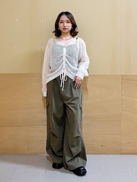 「RAGEBLUE（レイジブルー）のアイテム（カーゴパンツ）」を使った、mirukikukaguさん（レディース・154cm）の夏コーディネート