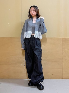 「RAGEBLUE（レイジブルー）のガラスビーズネックレス（ネックレス、ブラック系）」を使った、mirukikukaguさん（レディース・154cm）の夏コーディネート