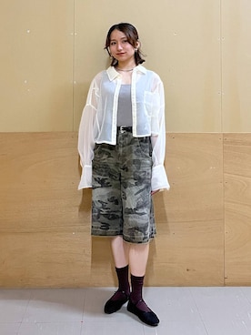 「RAGEBLUE（レイジブルー）のアイテム（シャツ/ブラウス）」を使った、mirukikukaguさん（レディース・154cm）の夏コーディネート