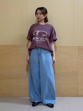「RAGEBLUE（レイジブルー）のスクエアトゥフラットシューズ（パンプス、その他）」を使った、mirukikukaguさん（レディース・154cm）の夏コーディネート