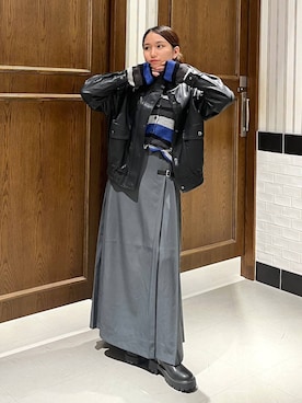 「RAGEBLUE（レイジブルー）のアイテム（ライダースジャケット）」を使った、mirukikukaguさん（レディース・154cm）の秋コーディネート