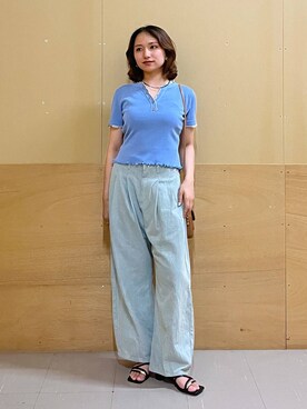 「RAGEBLUE（レイジブルー）のガラスビーズネックレス（ネックレス、ブラック系）」を使った、mirukikukaguさん（レディース・154cm）の夏コーディネート